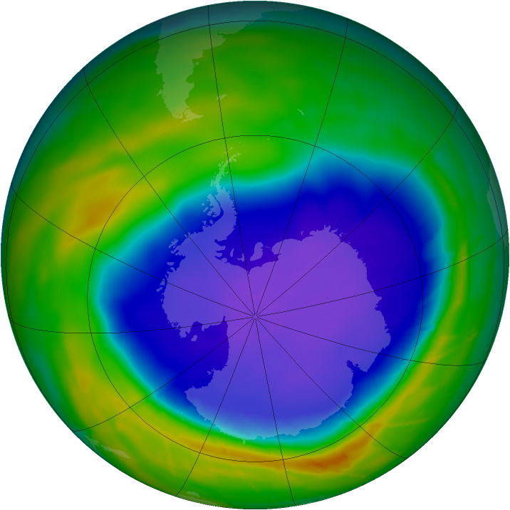 Antarctic ozone map for 01 October 2010